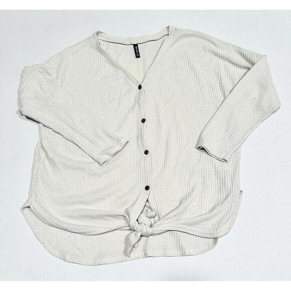 Iwollence Womens Sweater Shirt Waffle Knit Thermal Long Sleeve Tie Knot XL - Picture 9 of 15